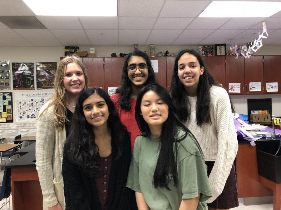 "Women in STEM" club officers gather for a group photo after their first meeting.