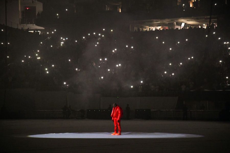 ATLANTA, GEORGIA - JULY 22: Kanye West is seen at ‘DONDA by Kanye West’ listening event at Mercedes-Benz Stadium on July 22, 2021 in Atlanta, Georgia. (Photo by Kevin Mazur/Getty Images for Universal Music Group)