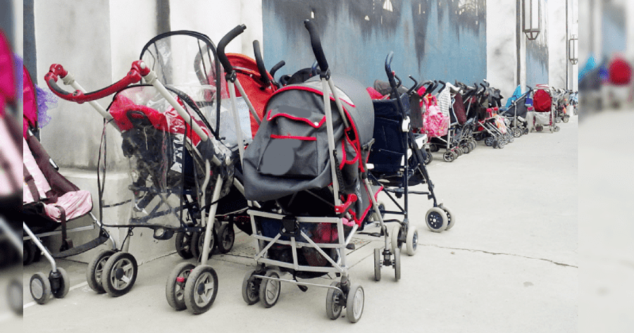 Strollers left at train stations in Poland for Ukrainian refugees. 
